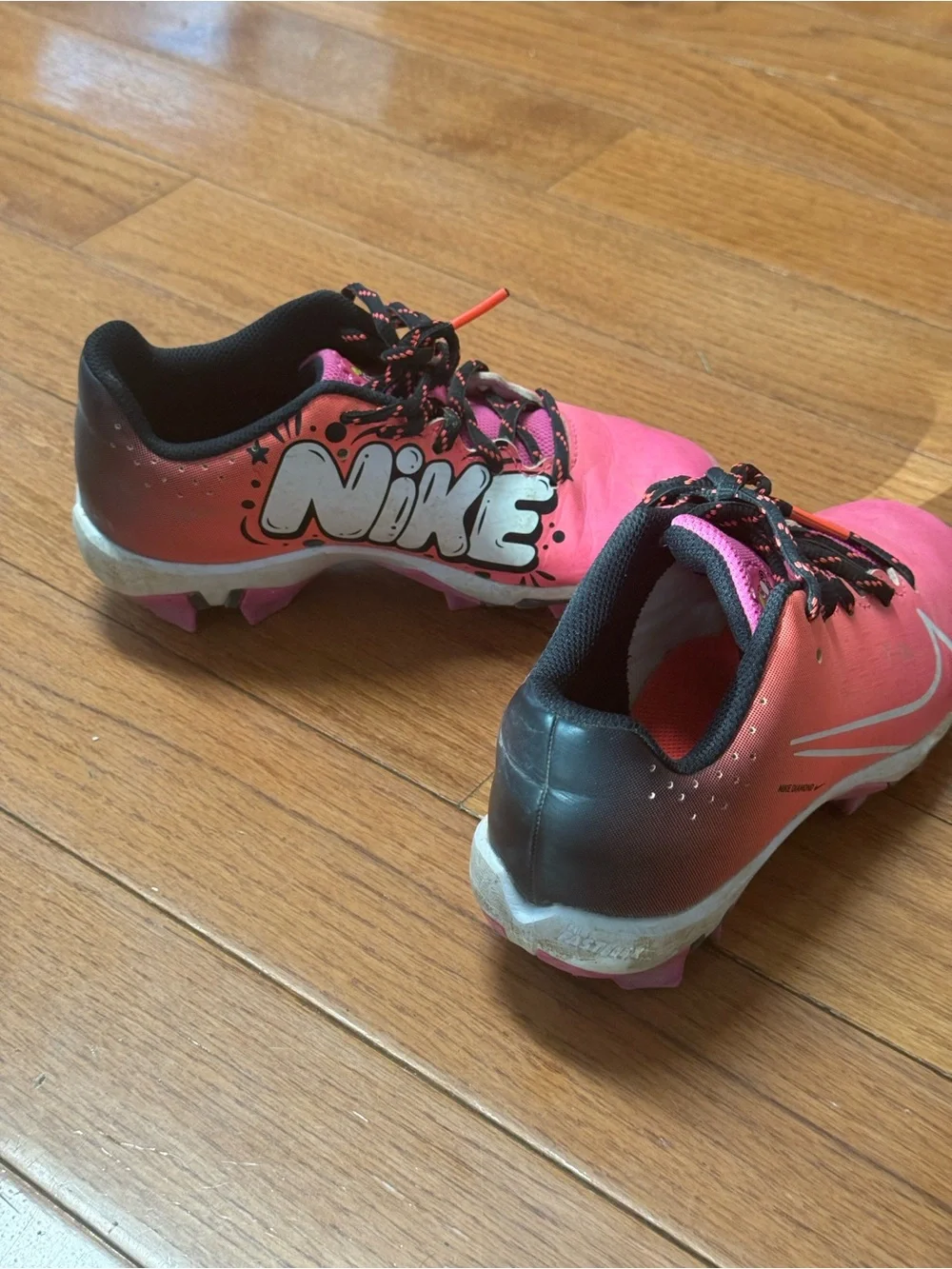 Nike Kids Pink and Black Baseball Cleats - Youth Athletic Sneakers